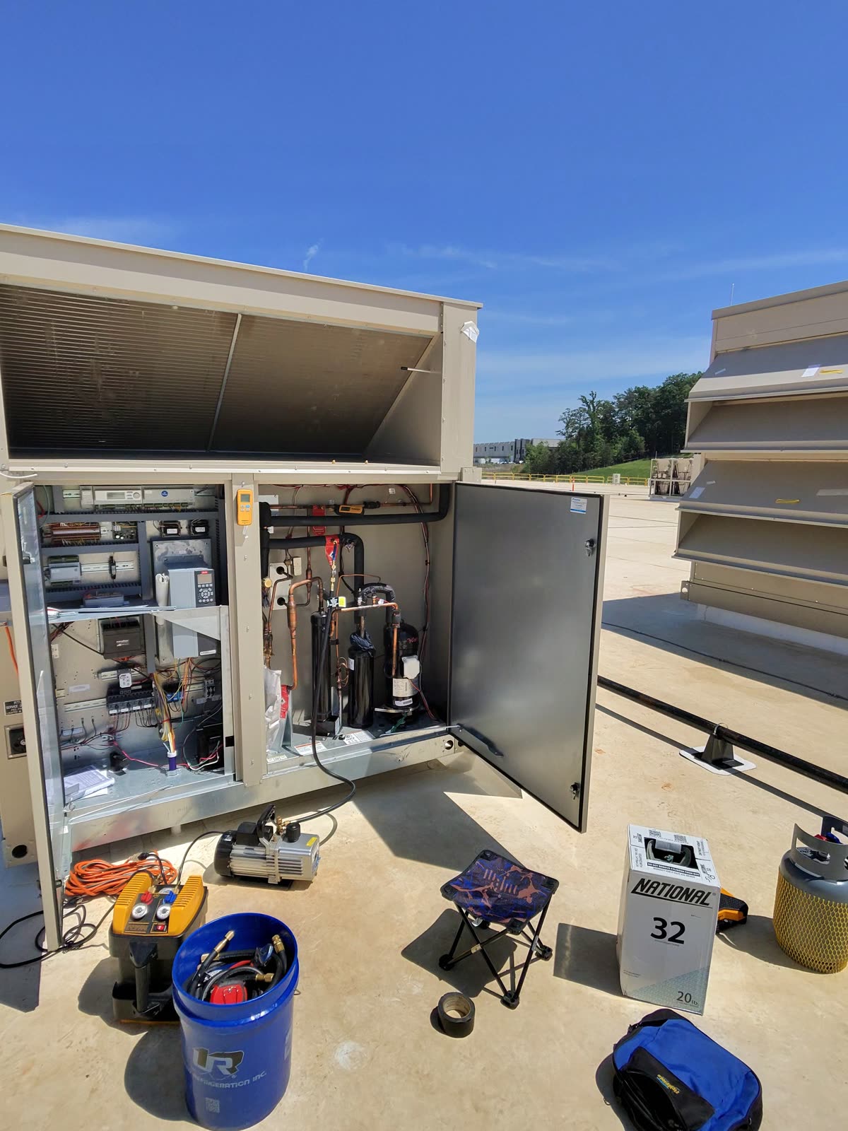 KP work van with HVAC equipment ready for install